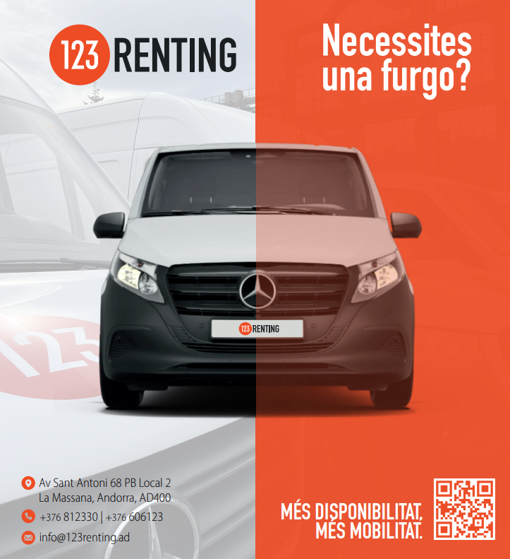 🚚 Necesitas una furgoneta de alquiler, rápido y sin complicaciones, con kilometraje ilimitado al mejor precio del mercado. En 123 Renting tienes lo que buscas: “alquiler de furgonetas sin conductor”, modernas, limpias y perfectamente equipadas. Ideal para: 📦 Transporte de mercancías 🏠 Mudanzas 🧳 Viajes y escapadas improvisadas 🔧 Trabajos profesionales o puntuales 📍 Nos encontrarás en La Massana en el Principado de Andorra, con una flota preparada para que puedas salir a la carretera en minutos. ⏱ Reserva fácil, rápida y sin sorpresas Entra en www.123renting.net y elige la furgoneta que mejor se adapte a tus necesidades. Cuando necesitas moverte, 123 Renting es la solución. #123Renting #AlquilerDeFurgonetas #Mudanzas #Transporte #Valencia #Andorra #FurgonetasSinConductor #Logística #Viajes #Escapadas